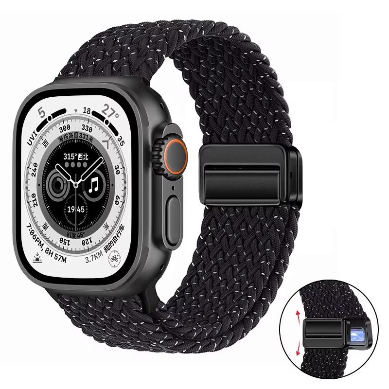 Nylon Braided Band For Apple Watch Series Ultra 3 2 1 49mm 11 10 46mm 42mm 9 8 7 45mm 41mm Magnetic Strap iWatch 6 5 SE 44/40mm Belt