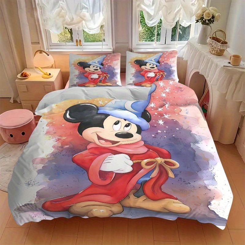 3pcs Mickey Mouse Sorcerer's Apprentice Design Bedding Set, Including 1 Quilt Cover and 2 Pillow Shams, Without Filling, Soft and Comfortable Hom