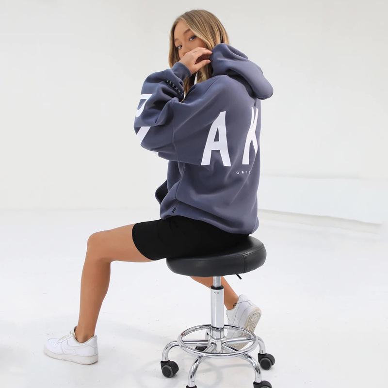 Dames Herfst Europese & Amerikaanse Stijl Briefprint Hoodie - Lange Mouw, Verdikt, Veelzijdig, Sportieve Pullover.