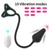 Dual Cock Rings Male Penis Ring Vibrator Delay Ejaculation Wireless Anal Testicle Stimulator Prostate Massager Sex Toys for Men
