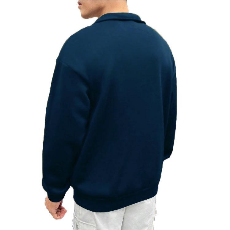 Men's Retro Stand-Up Collar Half-Zip Hoodie - Casual Loose Fit