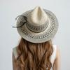 Hand-woven papyrus two-color jazz hat, beach travel straw hat, tide leisure style, big brim, hand-woven foldable