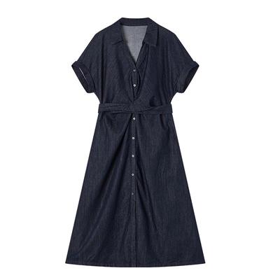 Damen Retro Denim Hemdblusenkleid