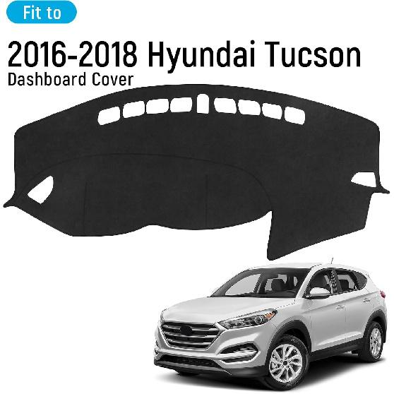 YOJOJOCO Dash Cover Compatible With Hyundai 2016 2017 2018 Tucson Accessories Flannel Dashboard Cover Dash Mat Center Console Cover Sunshield