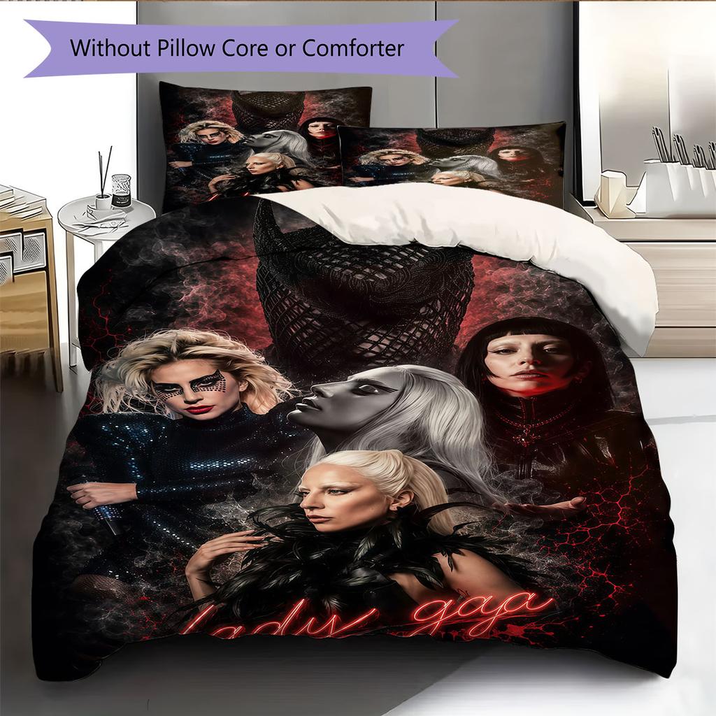 Lady Gaga poster Bedding Quilt Set Quilt Cover Pillowcase Home Decoration Birthday Gift (1 * duvet cover + 2 * pillowcase, without core)