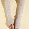 Women's Fashion Long Lace UV Protection Arm Sleeves Thin Breathable Mesh Sun Protection Outdoor Ice Silk Half-Sleeve Open-Finger Rhinestone Gloves