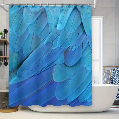 Blue Feather Shower Curtain Modern Stylish Bath Decor for Home Decoration Waterproof Fabric Available In Various Sizes Free Sh