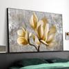 Abstract Gold Flower Oil Painting On Canvas Still Life Poster Wall Art Prints Pictures Home Decoration For Living Room Artworks