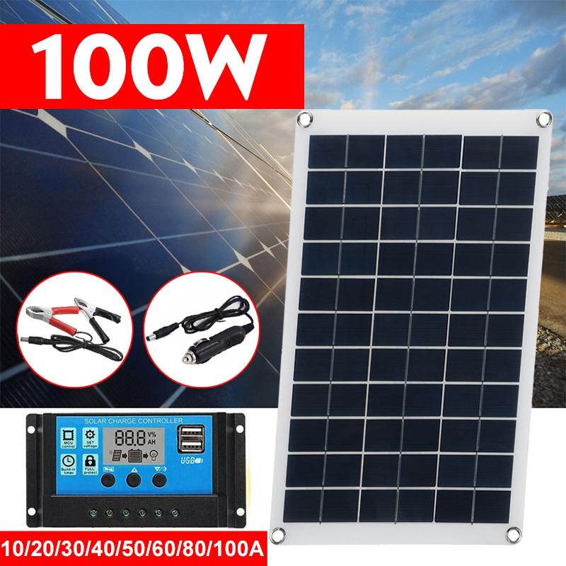 100W 18V/5V Boat Charger Outdoor Battery Supply Solar Panel Kit Solar Cell USB Solar Panel with Controller For Car Yacht Battery
