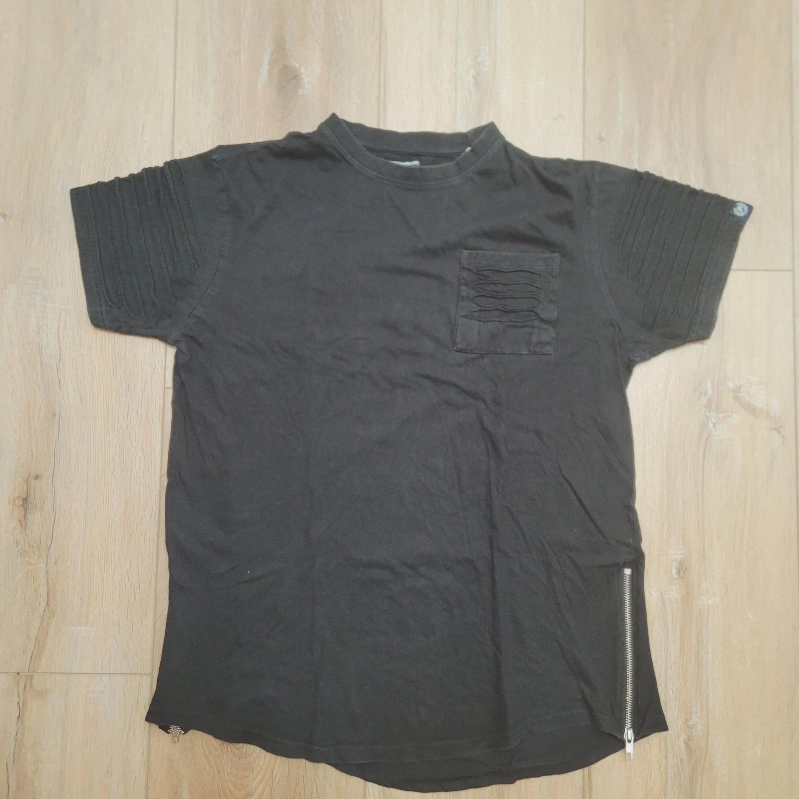 

VTG Y2K Phat Farm Designer Tee M Fits Med Side Zips Moto Shoulders Black L Tag L