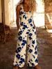 Women's Sleeveless Wide Leg Jumpsuit with Side Button Detail Multi Floral Print Casual Outfit
