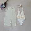 New Solid Color One-piece Split Dress Mesh Neck Sexy Summer Bikini