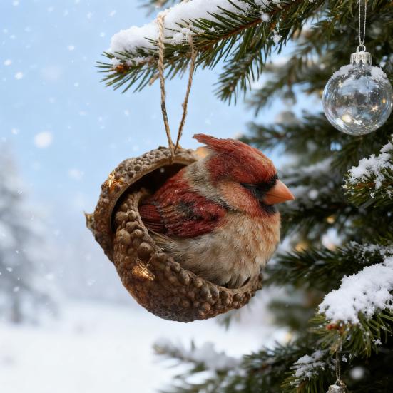 Ornements Gland Animaux de la Forêt Acrylique Pomme de Pin Animal Décoration d'Arbre de Noël Rustique sur le Thème de la Nature Décoration d'Intérieur pour les Amoureux des Animaux