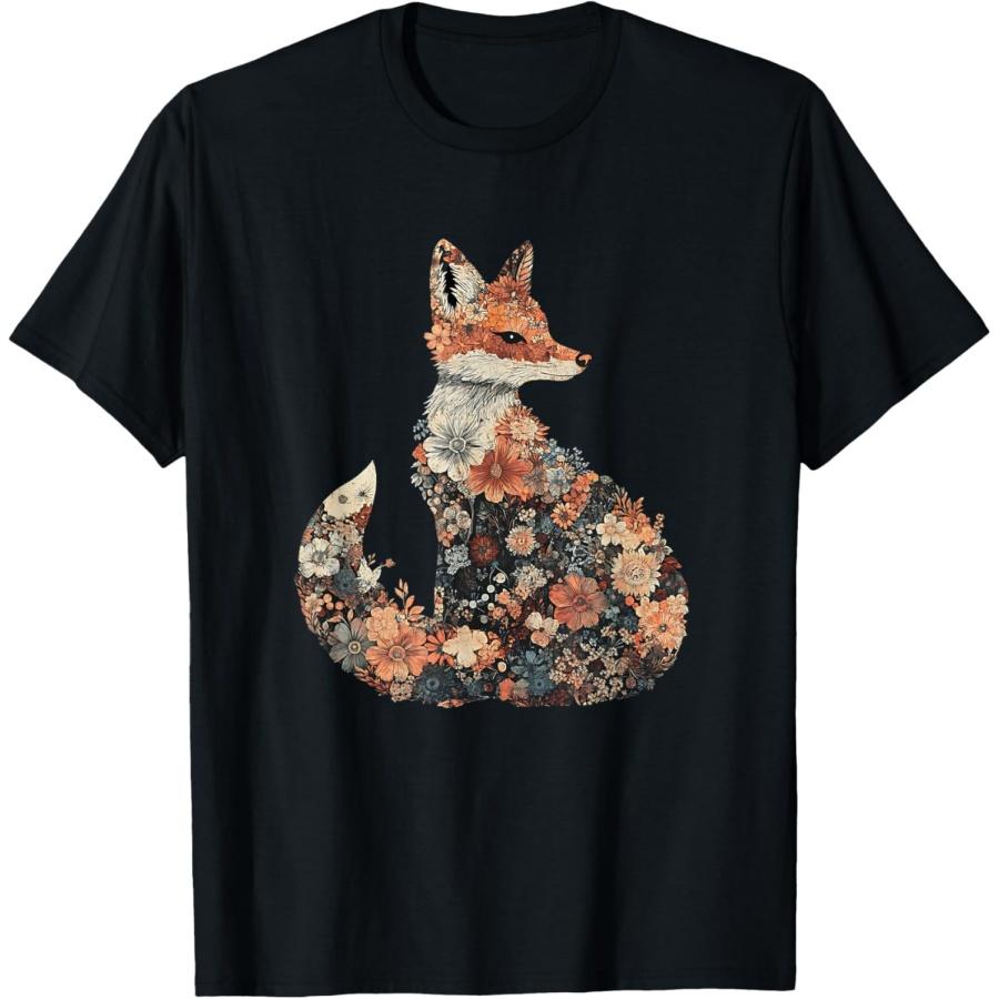 Floral Fox – Cottagecore Woodland Animal T-Shirt XXXXXL