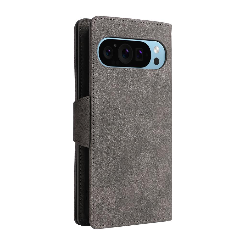 Phone Case For Google Pixel 10/10 Pro/9/9 Pro ,Zipper Wallet Rivet Decor Leather Cover with Wrist Strap