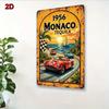 Vintage Monaco Grand Prix Metal Poster Car Boat Art Garage Decor