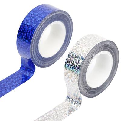 Holographic Glitter Masking DIY High High Gift Packaging 5m Pack of Blue and Silver Tape, Tape, Accessories, Decorative, Brightness, Reflectivity,