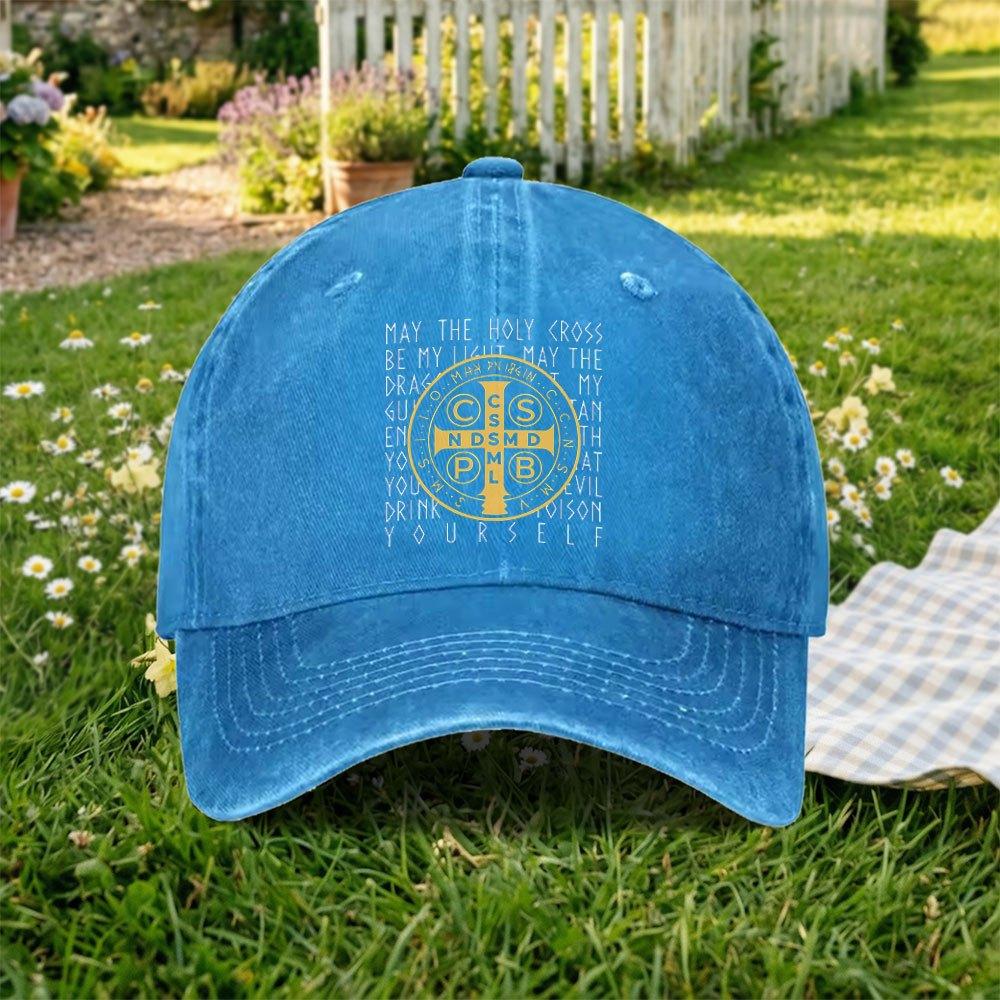 Pc Vintage Washed Baseball Cap with St BenedictS Design Unisex Outdoor Sports Duckbill Hat Unisex Trendy Hat Suitable F