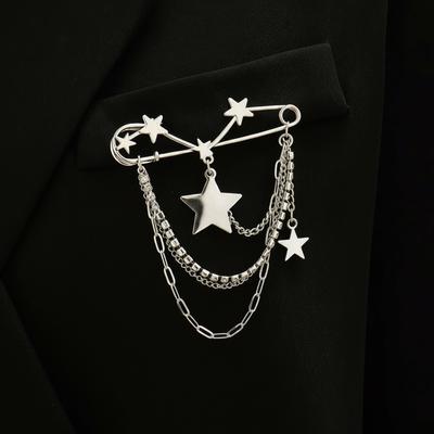 Metal Chain Chain Pendant Brooches Butterfly Design Detachable Tassel Chain Pin Retro Style Adjustable Collar Brooch