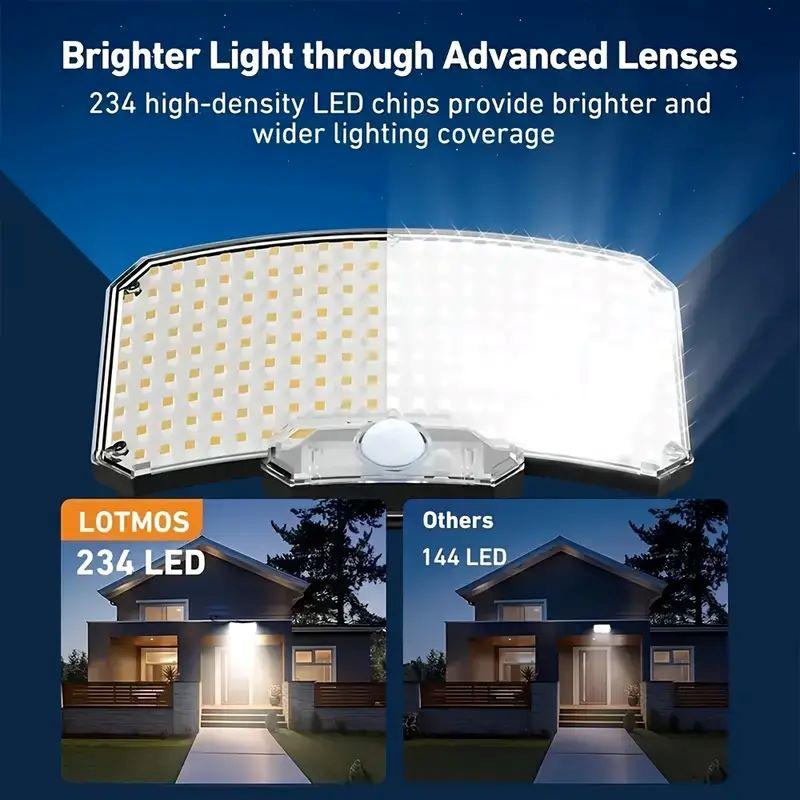 234 LED Solar Outdoor Lighting with Motion Sensor in 3 Modes 196.85 Inch Cable Suitable for Porch Courtyard Street Lighting