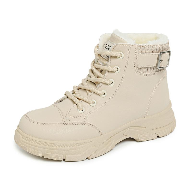 Women's Soft Elastic Thick Soles Winter Warm Cold Padded Snow Boots Non-slip Wear-resistant Outdoor Leisure High-top Sneakers Martin Cotton Boots
