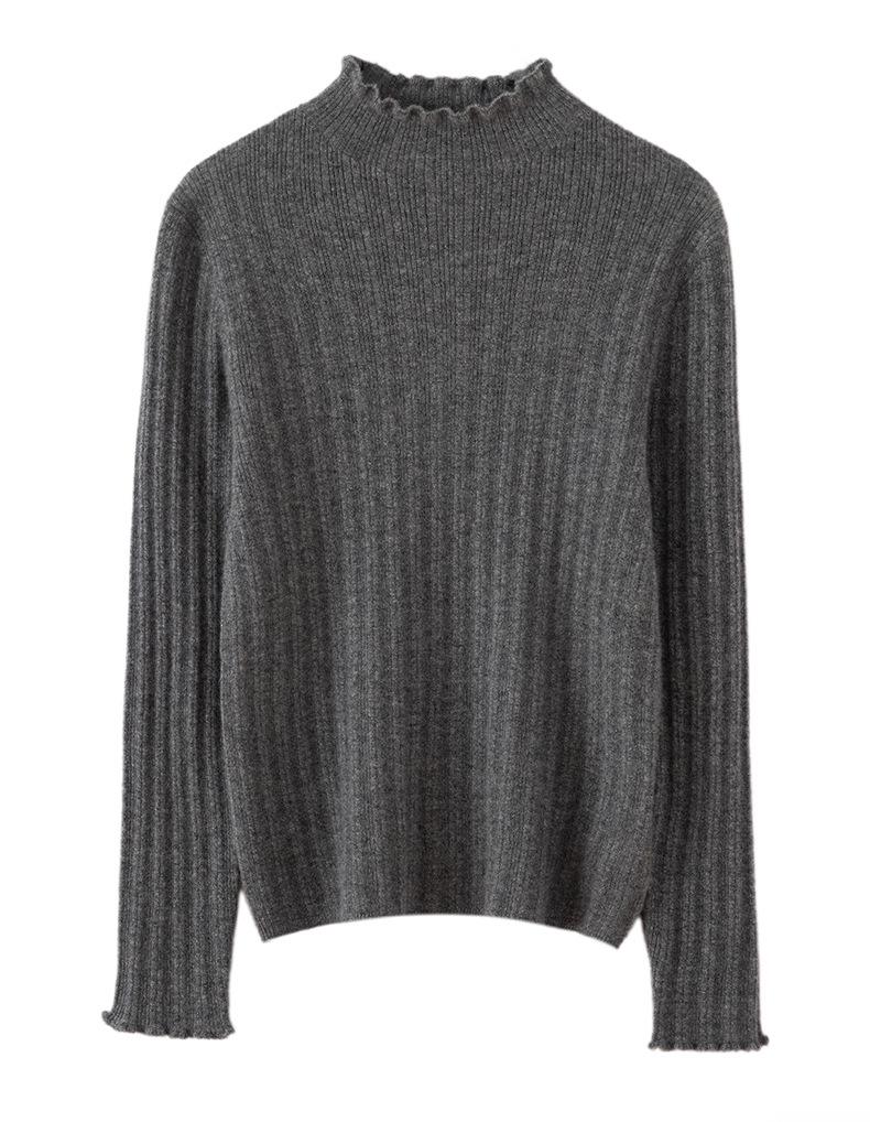 Women's 100% Pure Cashmere Striped Lurex Sweater - Half-High Neck, Long Sleeve Knitwear for Autumn and Winter