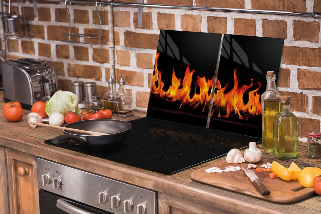PLACA PROTECTORA DE CRISTAL PARA COCINA 75x52 FUEGO