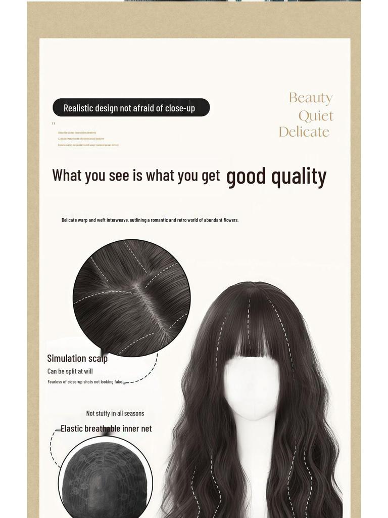 Women's Youthful Egg Curl Long Curly Wig - Natural, Fluffy, Medium Length