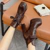 Fashion New Fashion Temperament Booties Autumn and Winter New Round Toe Strappy Front Platform Non-slip High Heels