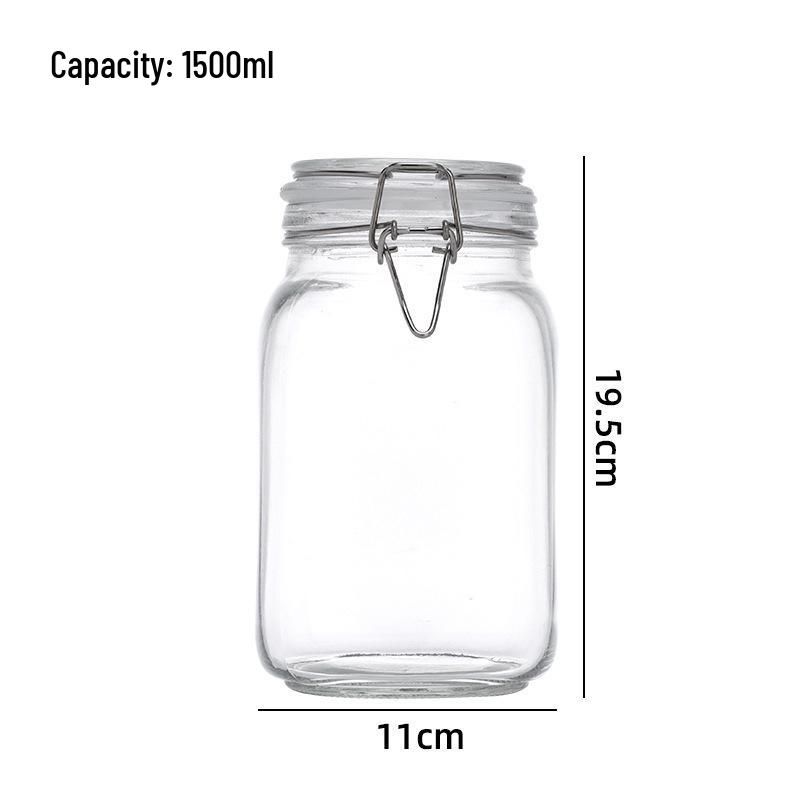Large Transparent Glass Storage Jar with Lid for Grains, Pickles, Honey, and Tea - Moisture-proof and Airtight