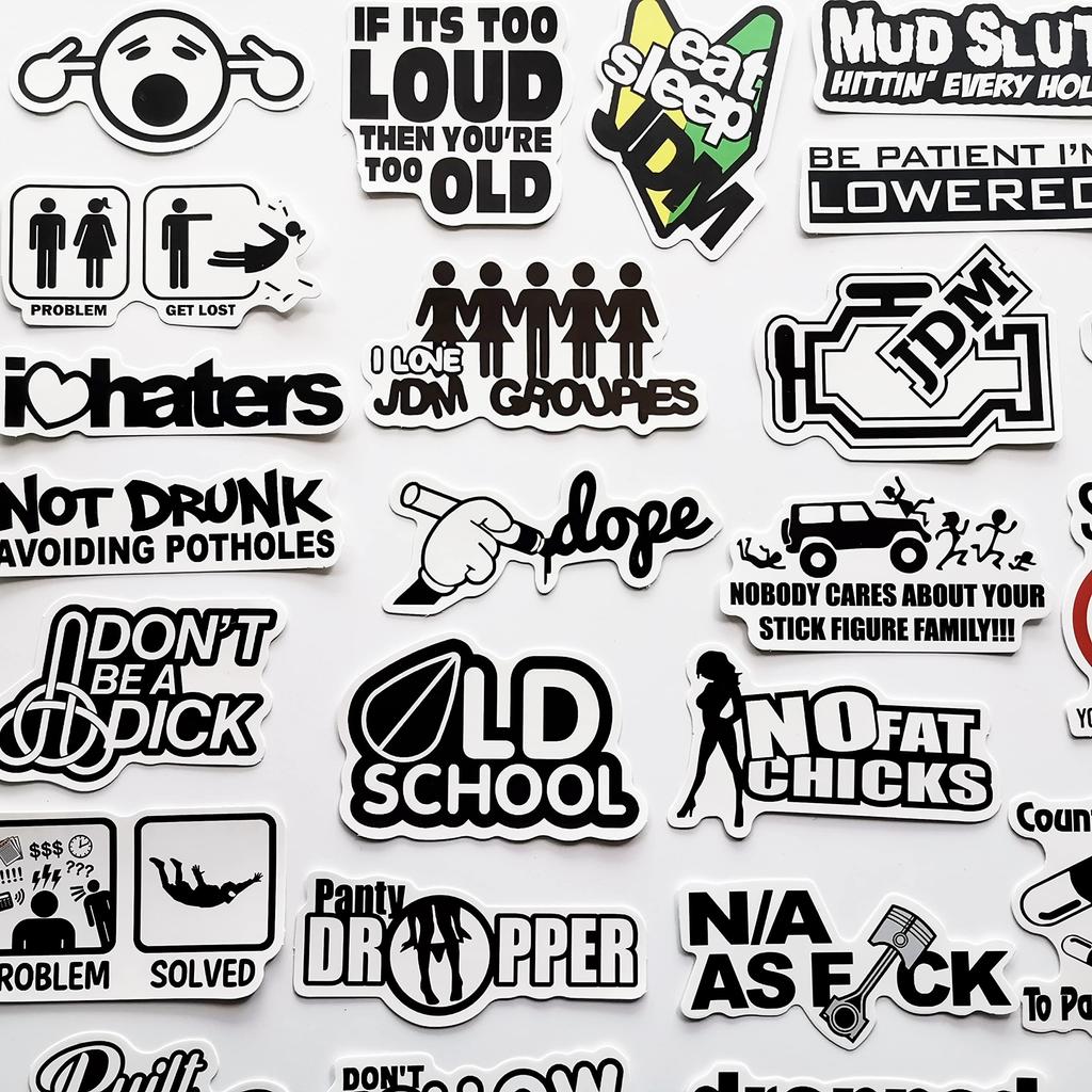 50 ks Vtipné USDM Herafra Sticker Bomb Paródia Nálepky JDM Drift Pretekárske Auto Nálepky