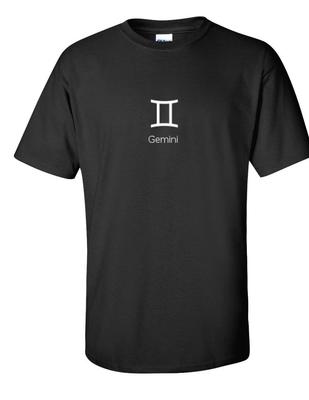 Zwillinge Symbol Tierkreis Astrologie Sterne Geburtstagsgeschenk Lustiges Schwarzes Baumwoll-T-Shirt