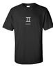 Zwillinge Symbol Tierkreis Astrologie Sterne Geburtstagsgeschenk Lustiges Schwarzes Baumwoll-T-Shirt