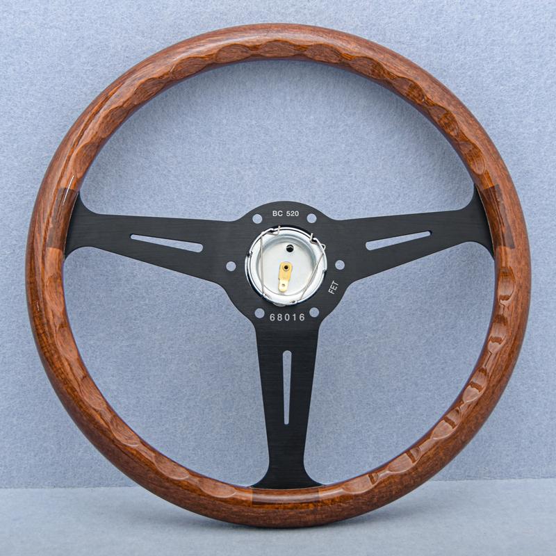 JDM 14inch 358mm Copy Wood Steering Wheel Black Silver Spoke JDM Universal Classic Sports Steering Wheel