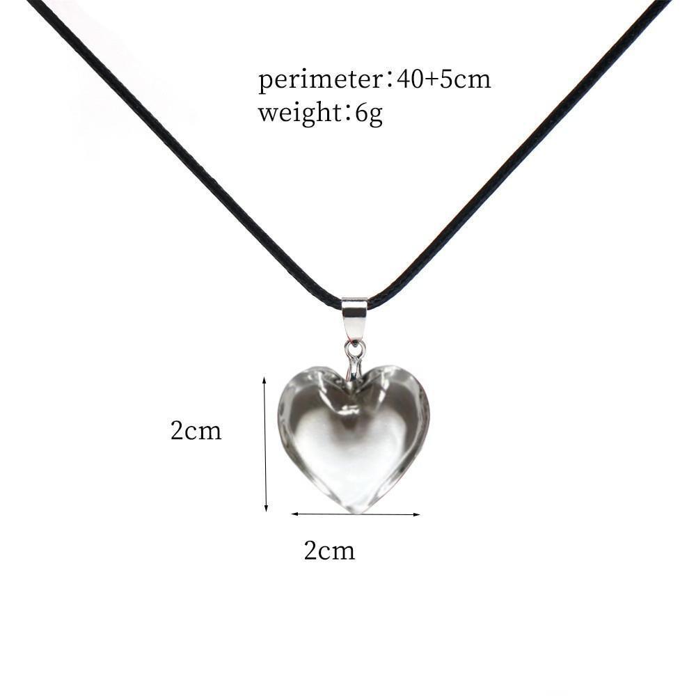 Creative Simple Transparent Heart-shaped Pendant Black Wax Thread Necklace for Women Men Friend Personality Trendy Jewelry Gifts