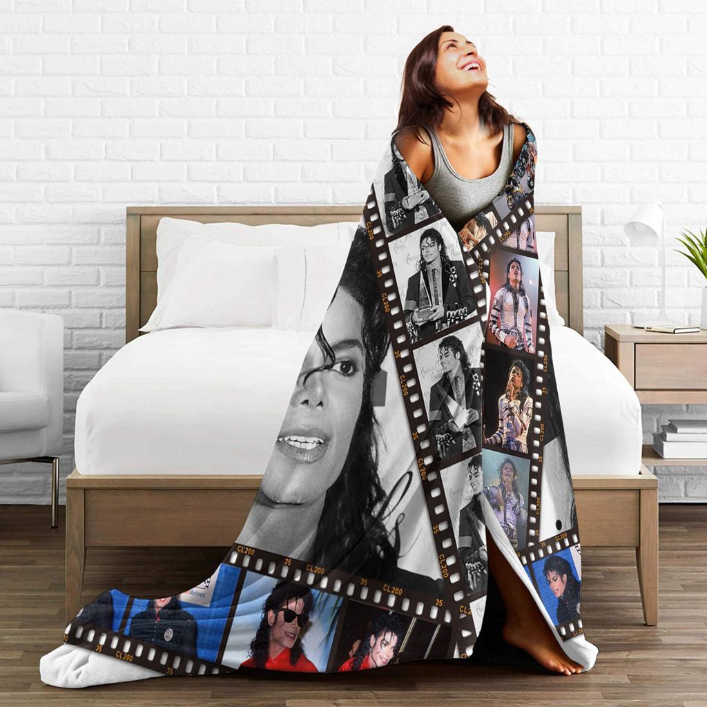 The King of Pop MJ Blankets Velvet Textile Decor Multi-function Super Warm Throw Blankets for Sofa Office Plush Thin Quilt