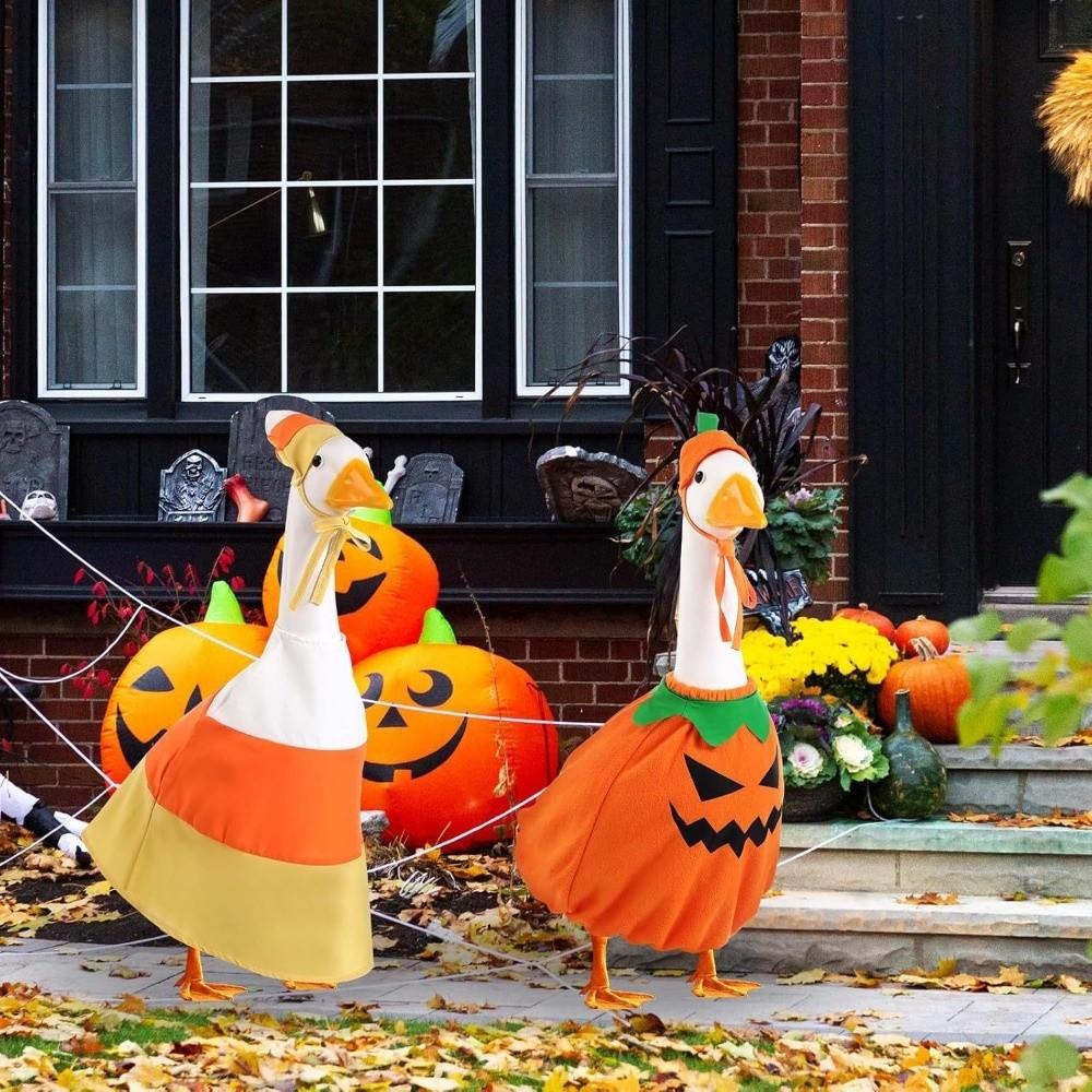 Cloak Halloween Porch Goose Costume Witch Hat Pumpkin Lawn Goose Outfit 23inch Creative Garden Goose Costume Porch Goose Clothes