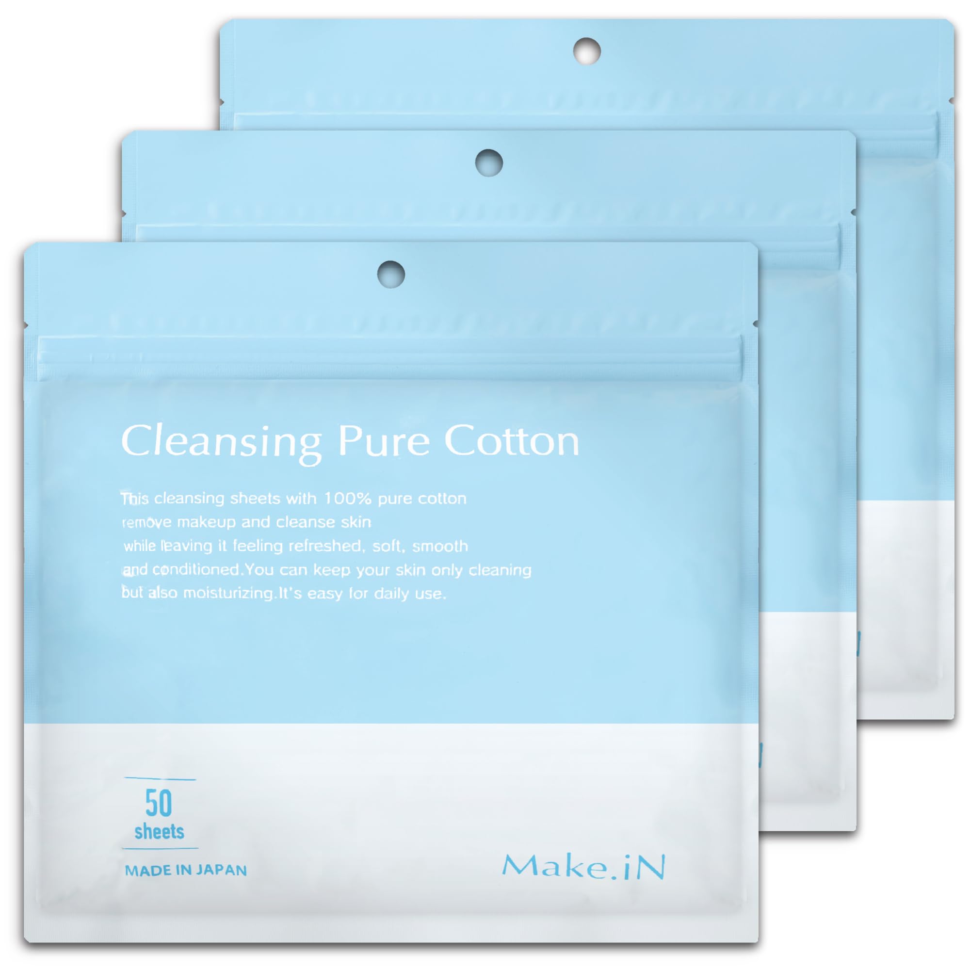 

Make.iN Cleansing Pure Cotton, 50 sheets, Large Capacity, CICA Human Stem Cell Collagen, Moisturizing (3)