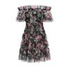 Middle Eastern Floral One-Shoulder Short Dress, Fresh and Sweet Commuter Style with Popular Embroidered Design