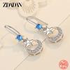 925 Sterling Silber Stern Mond Zirkonia Hängeohrringe für Damen Modeschmuck