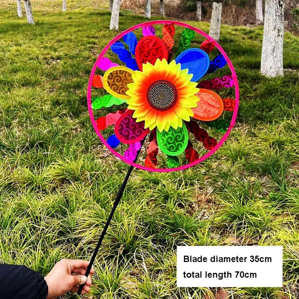 Multistyles Sunflower Windmill Stake Standing Lawn Flower Pinwheel  Outdoor Party Picnic Decor