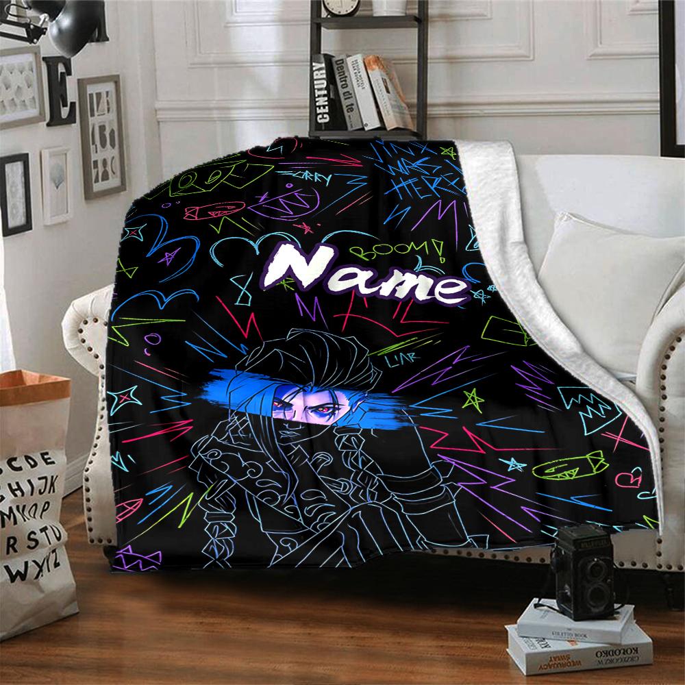 Custom Name Jinx Power Dark Party Blanket For Couch Bed Plush Cozy Fuzzy Blanket Super Soft Warm Blankets For Fall And Winter 091619