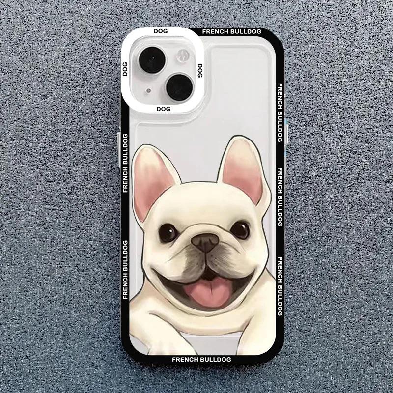 

Cute Pug Dog French Bulldog Phone Case For iPhone 16 15 14 13 12 11 Pro Max XS X XR 7 8 SE Kawaii Clear Shockproof Lover Cover 7 8 SE 2020 2022