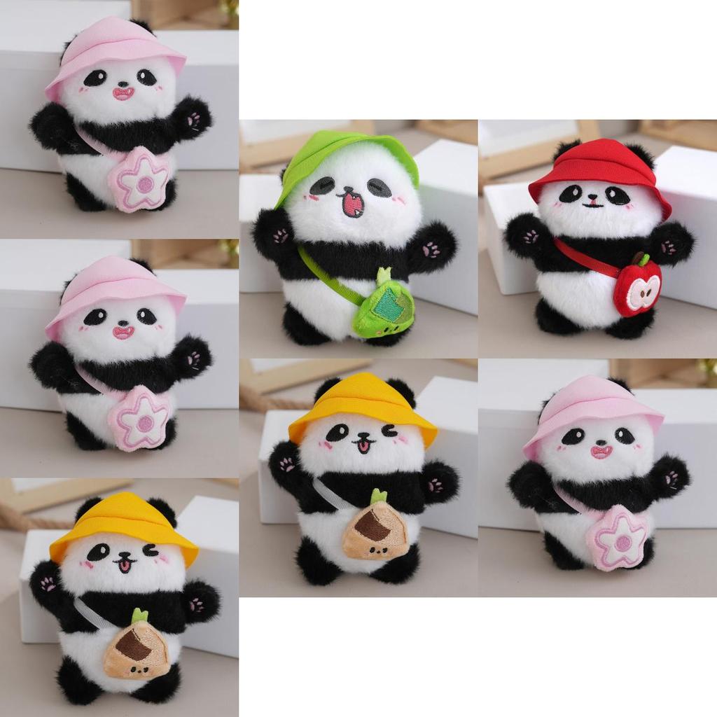 Lovable Tiny Plush Panda Backpack Keychain Colorful Cute Stuffed Toy Charm