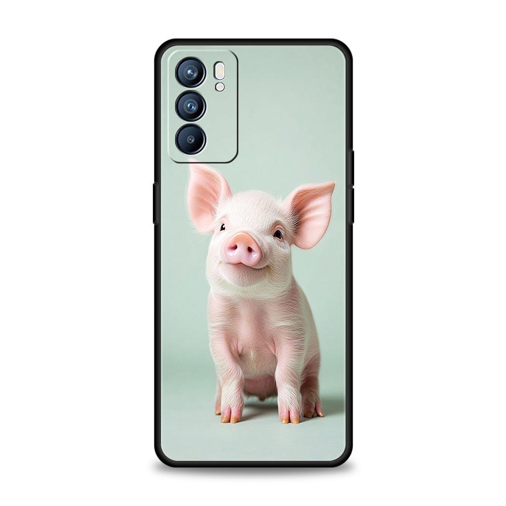 Cute Pig Phone Case For Oppo A17 A31 A54 A57 A78 A79 A98 Find X5 X6 Reno 6 7 8 10 11 12 13 F Pro 5G Soft TPU Cover Fundas Capas