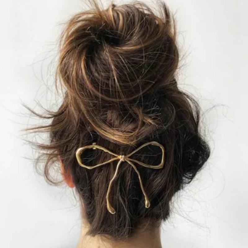 Elegant Bowknot Hairpin with a Twist Stylish Metal Hollow Barrettes Delicate Hair Accessories for Women Hair Decoration