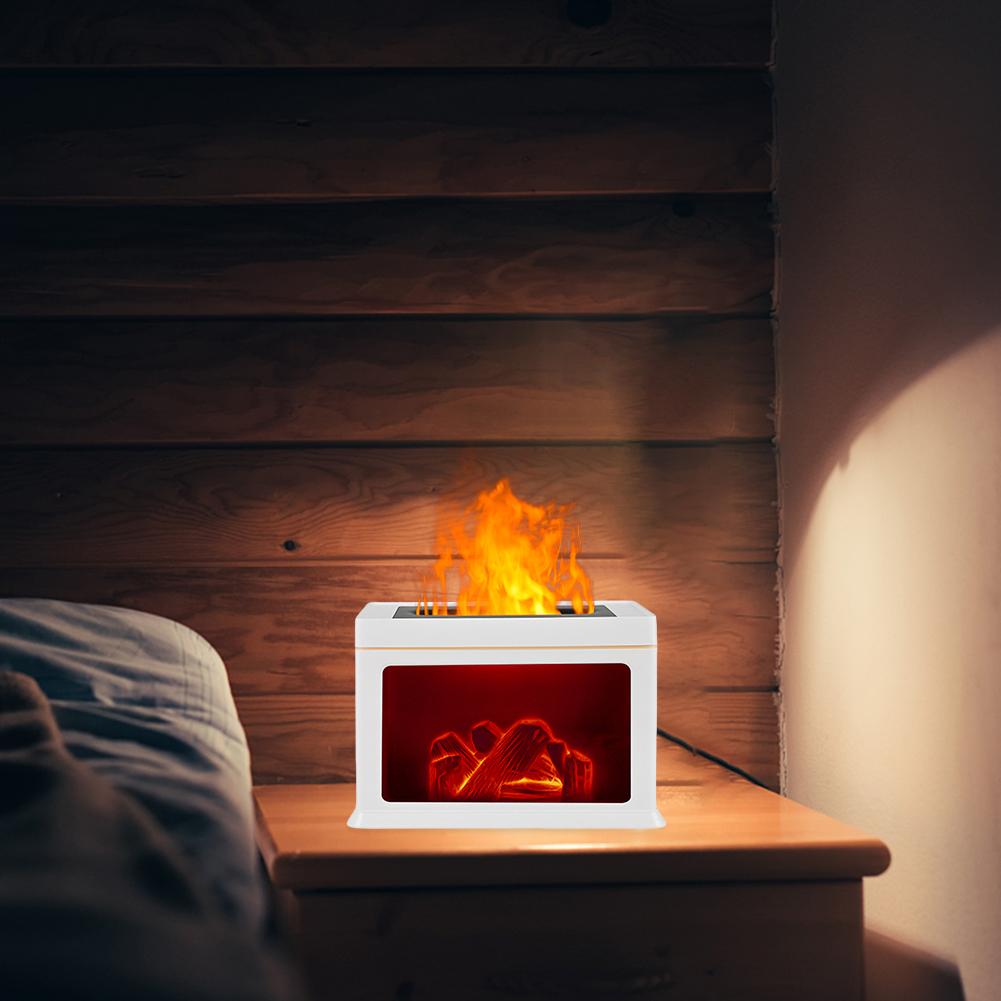 Flame Essential Oil Diffuser Fireplace Flame Diffuser 300ml Aromatherapy Diffuser Low Noise Cool Mist Diffuser for Home Office