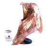 Silk Square Scarf Women Floral Print Embellished Rhinestone Cutwork Woven Headwrap Lightweight Accessory Street Style