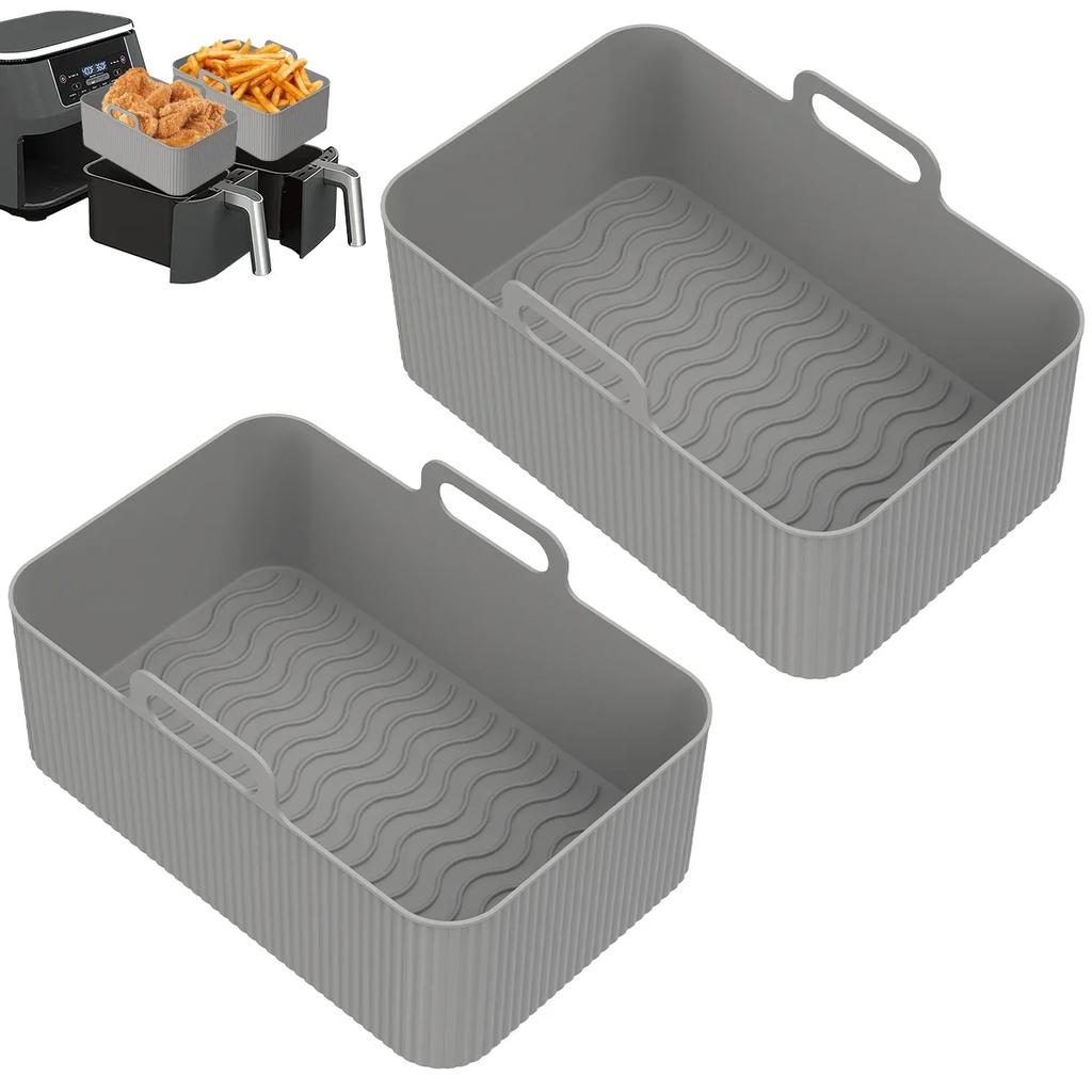Air Fryer Silicone Pot Air Fryer Liner Heat Resistant Air Fryer Silicone Basket Rectangle Baking Pan for