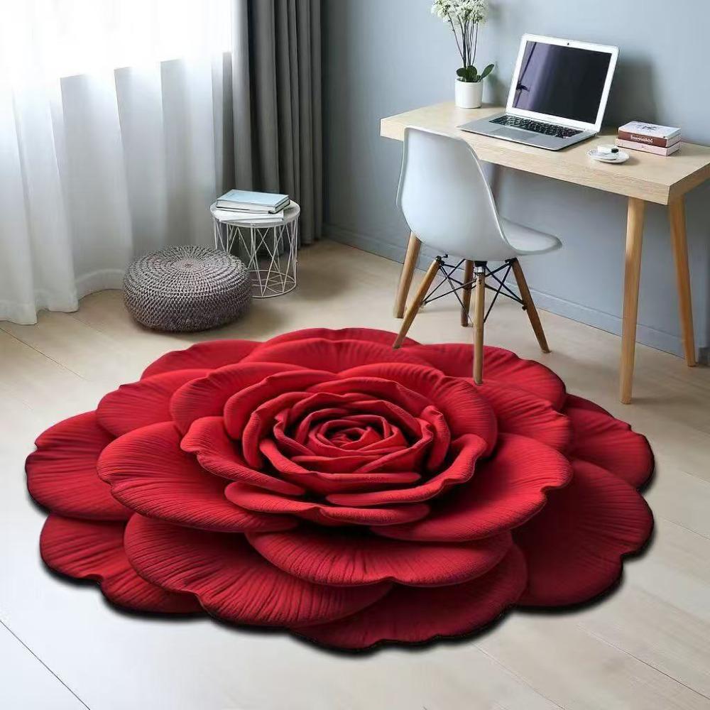 Non-slip Peony Floor Mat Special-shaped Bathroom Floor Mat  for Living Room Tea Table Bedside